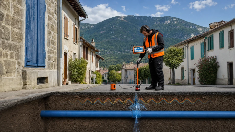 Camion hydrocureur de la société Pays de Savoie Assainissement, stationné en extérieur